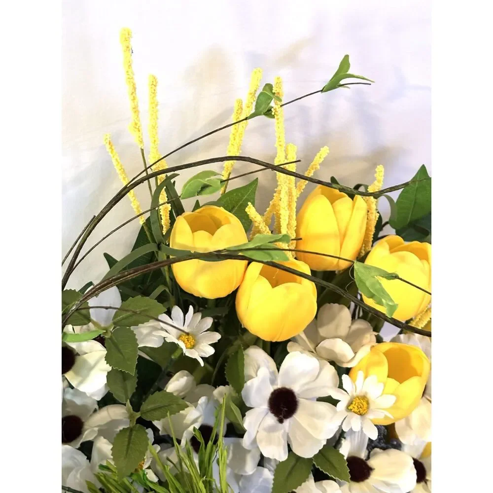 Easter Bunny Basket Center Piece with Tulips and Daisey's